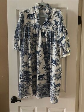 Blue & White Toile Print Dress